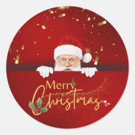 Schöner Weihnachtsmann frohe Weihnachten Runder Aufkleber
