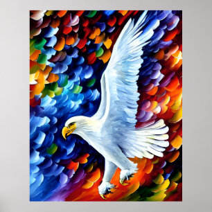 Schöner weißer Adler in Flight Painting Poster
