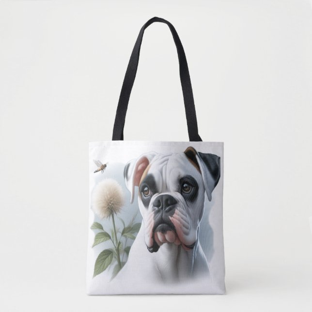 Schöner weißer Boxerdog in der Natur (Vorderseite)