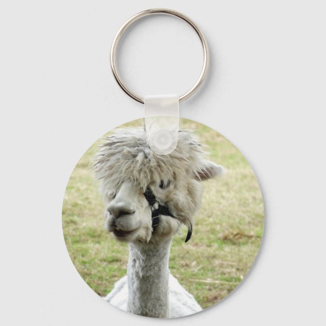 Schöner weißer Llama Schlüsselanhänger (Vorderseite)