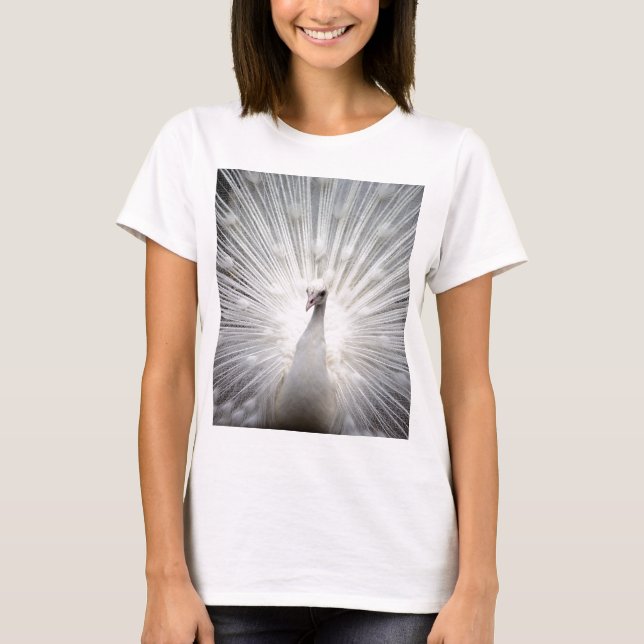 Schöner weißer Pfau T-Shirt (Vorderseite)