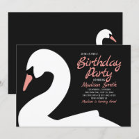 Schöner weißer Schwan Geburtstag Einladung