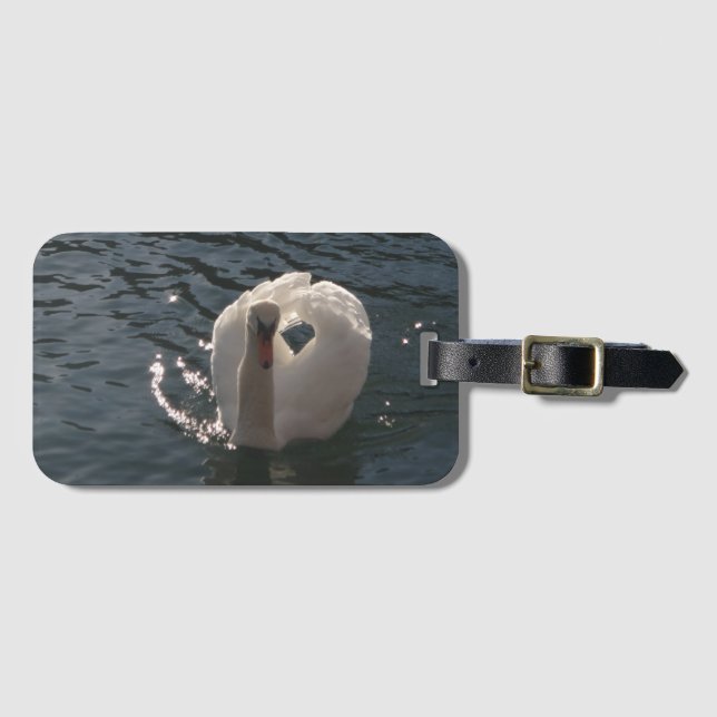 Schöner weißer Schwan Gepäckanhänger (Vorderseite (Horizontal))