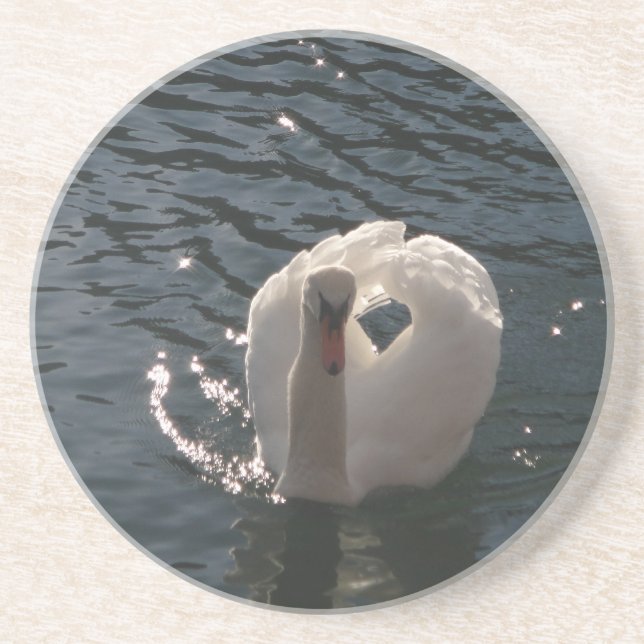 Schöner weißer Schwan Getränkeuntersetzer (Vorne)