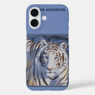 Schöner weißer Tiger mit kristallblauen Augen iPhone 16 Hülle