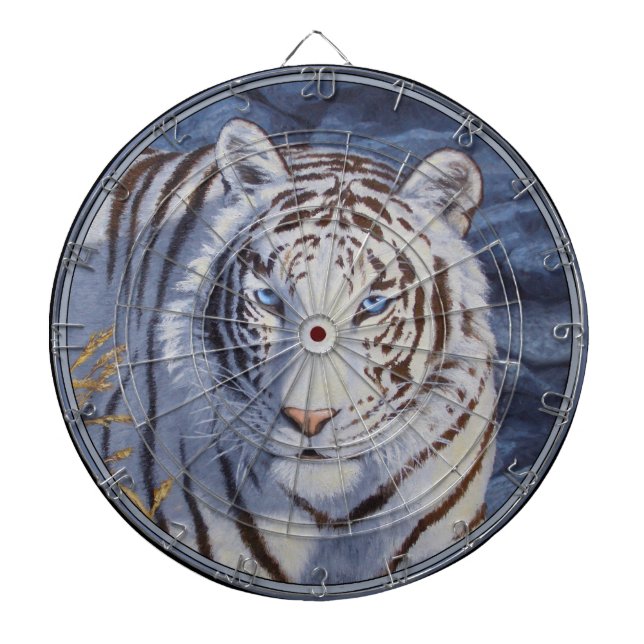 Schöner weißer Tiger mit kristallblauen Augen Dartscheibe (vorne)