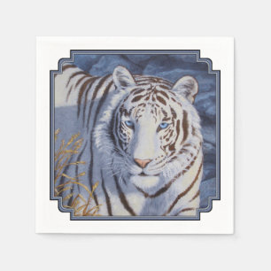 Schöner weißer Tiger mit kristallblauen Augen Serviette