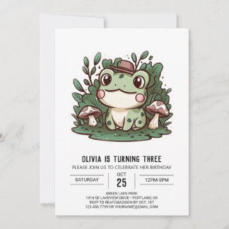 Schöner Whimsical Frog Digital zum Geburtstag Einladung