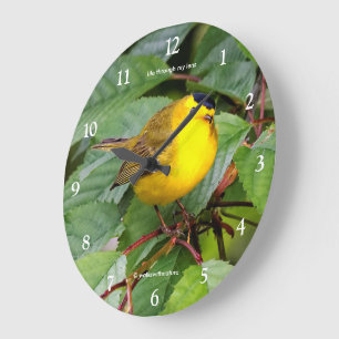 Schöner Wilson's Warbler Songbird in Cherry Tree Große Wanduhr