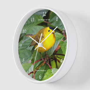Schöner Wilson's Warbler Songbird in Cherry Tree Uhr