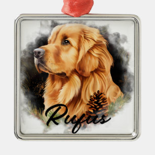 SCHÖNER WINTER GOLDEN RETRIEVENT HUND ORNAMENT AUS METALL