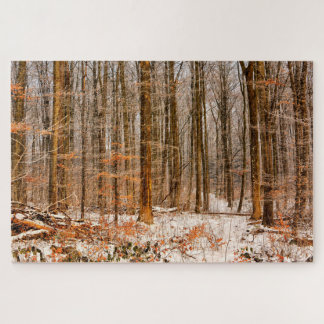 Schöner Winter-Wald mit Schnee Puzzle
