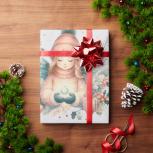 Schöner Winterengel inmitten der nördlichen Natur Geschenkpapier