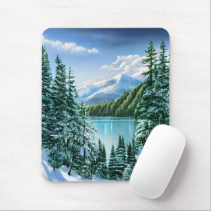 Schöner Winterhimmel Bergsee Mousepad