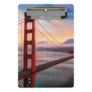 Schöner Wintersonnenuntergang bei Golden gate Mini Klemmbrett