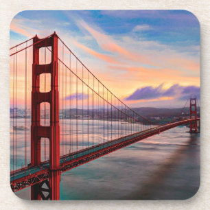 Schöner Wintersonnenuntergang bei Golden gate Untersetzer