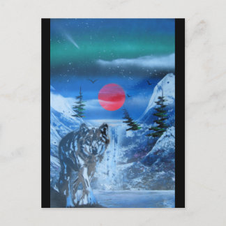 Schöner Wolf bei Sonnenuntergang Postkarte