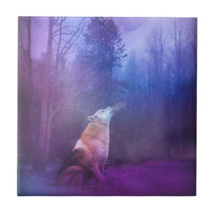 Schöner Wolf im Schnee Kunst Tile Fliese