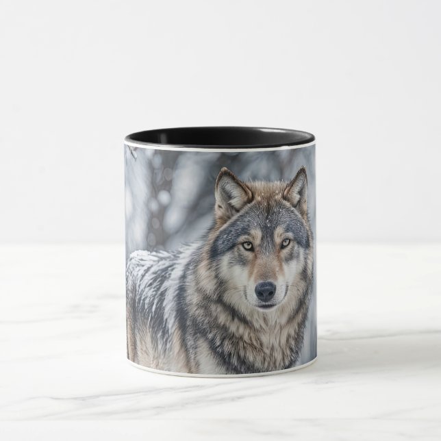 Schöner Wolf im Schnee Wildlife Tasse (Zentrum)