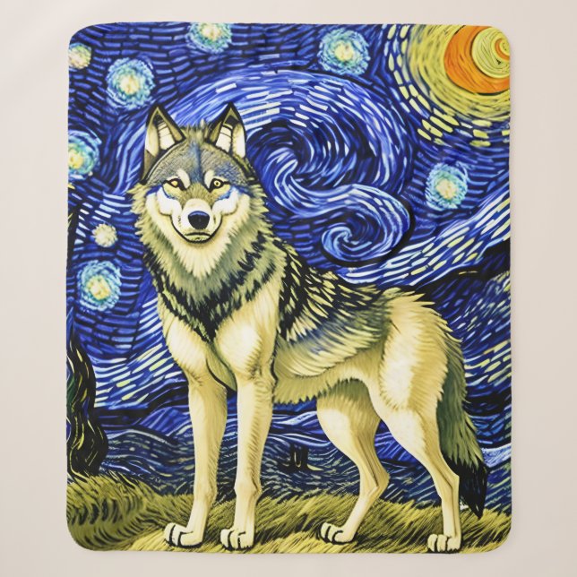 Schöner Wolf in der Sternennacht Sherpadecke (Vorderseite)