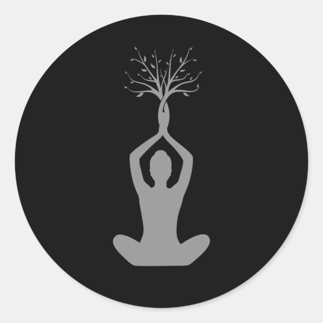 Schöner Yoga Natur Buddhismus Spiritueller Baum Runder Aufkleber (Vorderseite)