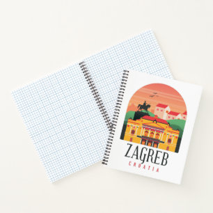 Schöner Zagreb Kroatien Stadtansicht Vintage Notizbuch