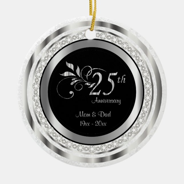 Schönes 25. Hochzeitstag Keramikornament (Vorne)