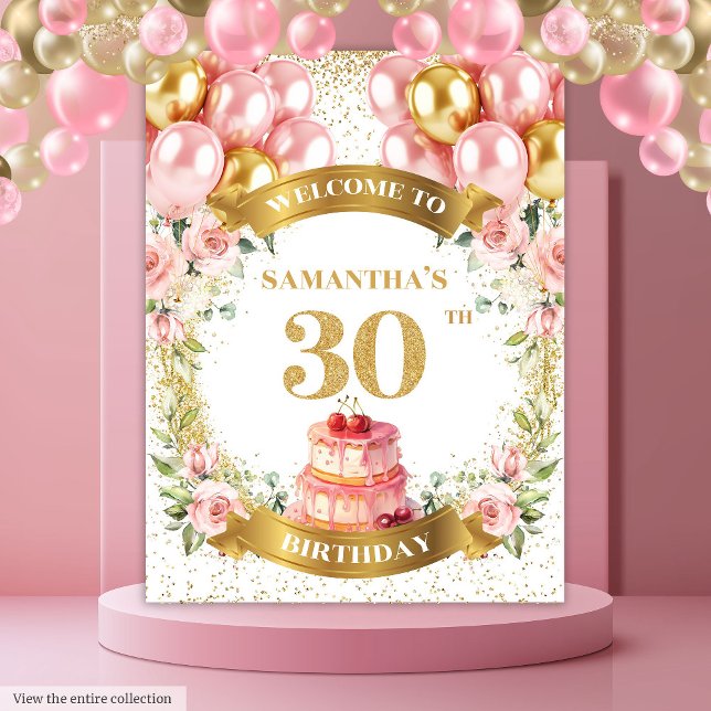 Schönes 30. Geburtstags-Blush-Gold-Tapestry Wandteppich (Lovely 30th Birthday Blush Gold Tapestry)