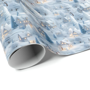 Schönes 3D-Weihnachtsdorf Geschenkpapier