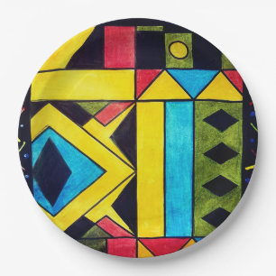 Schönes abstraktes Design in Dreiecken und Quadrat Pappteller