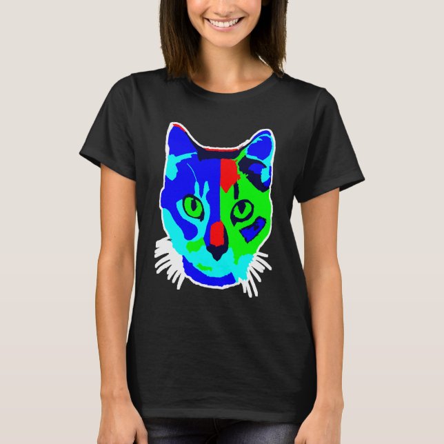 Schönes Abstraktes Katzengesicht T-Shirt (Vorderseite)