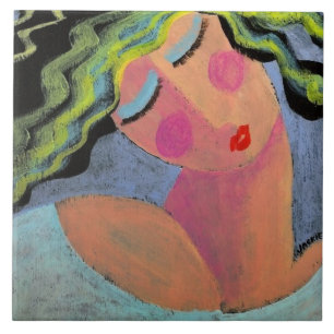 Schönes Abstraktes Portrait einer Frau Fliese