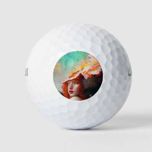 Schönes Abstraktes RothaargingGirl Golfball (Vorderseite)