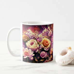 Schönes Acryl-Blume-Muster Kaffeemaschine Tasse