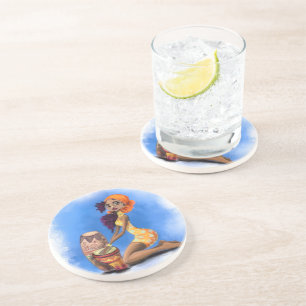 Schönes African Drummer Girl - Happy Music Party Getränkeuntersetzer