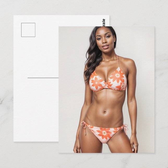 Schönes afrikanisches Bikini-Modell in Peach Postkarte (Vorne/Hinten)