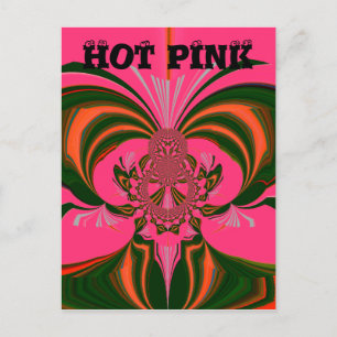 Schönes afrikanisches Hot Pink Rot Golden Green Postkarte