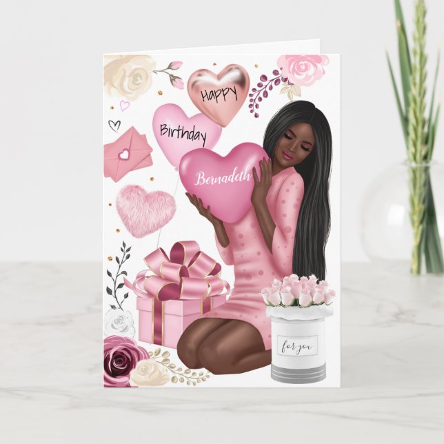 Schönes afrikanisches Mädchen zum Geburtstag Feiertagskarte (Vorderseite)