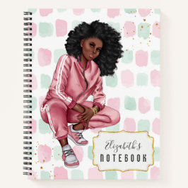 Schönes afro-amerikanisches Pink-School-Notebook Notizbuch