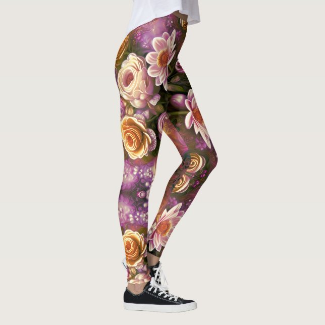 Schönes Akryllisches Blume-Muster Leggings (Rechts)