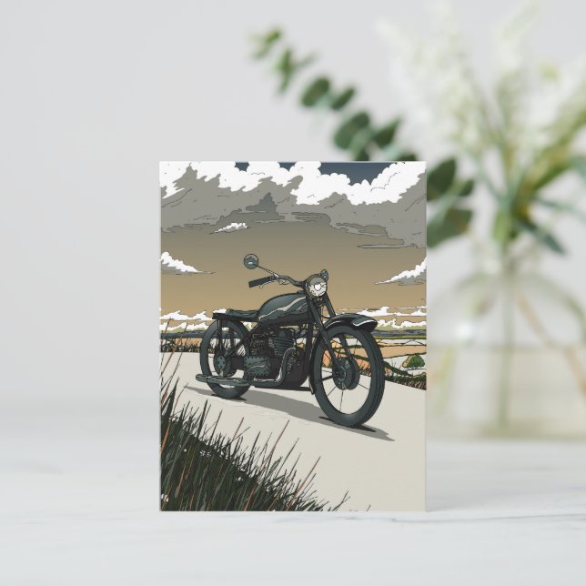 Schönes altes Vintages Motorrad Postkarte (Stehend Vorderseite)