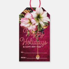 Schönes Amaryllis Happy Holidays Happy New Year Geschenkanhänger