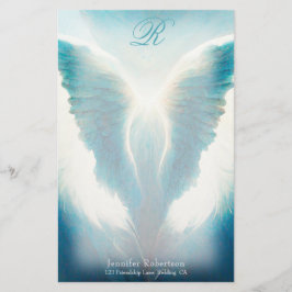 Schönes Angel Wings Monogram Stationery Briefpapier
