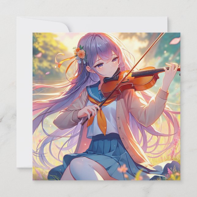 Schönes Anime Girl Violine (Vorderseite)