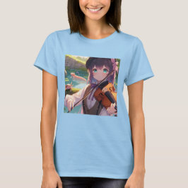 Schönes Anime Girl Violine T-Shirt