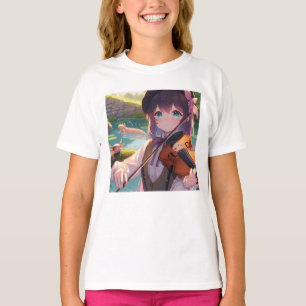 Schönes Anime Girl Violine T-Shirt