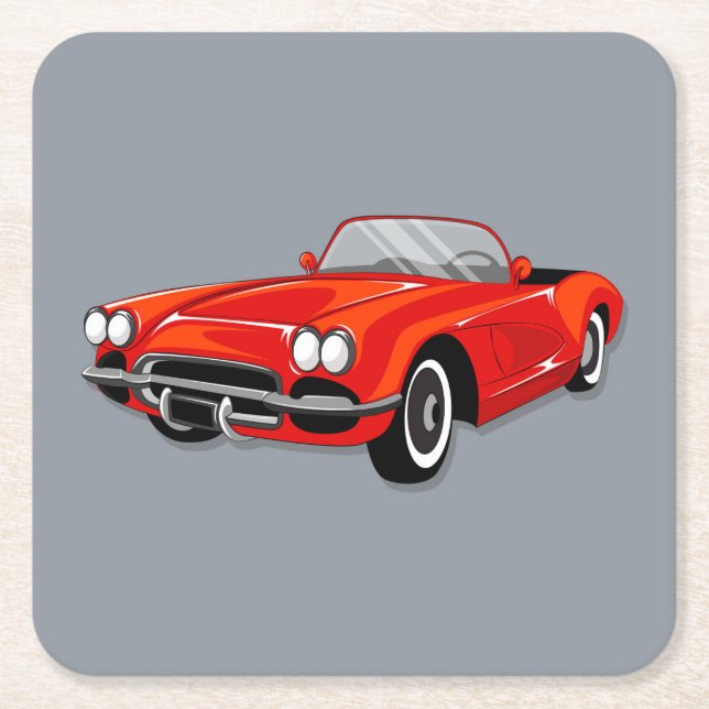 Schönes antikes Auto Untersetzer Set (Vorderseite)