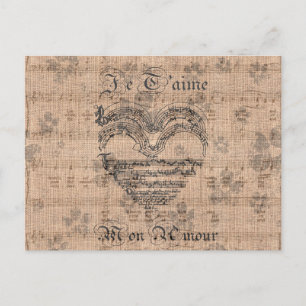 Schönes antikes Musiknoten Herz Postkarte