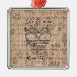 Schönes antikes Musiknoten Herz Silbernes Ornament