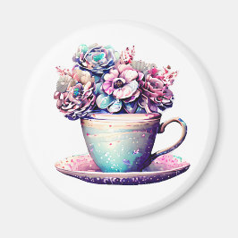 Schönes antikes Teacup Vintage Blume Magnet